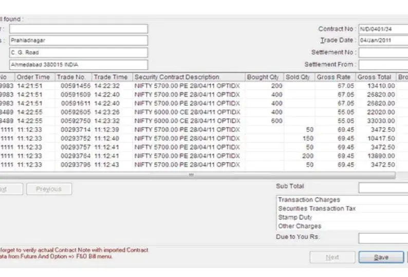 Import F&O bill guide